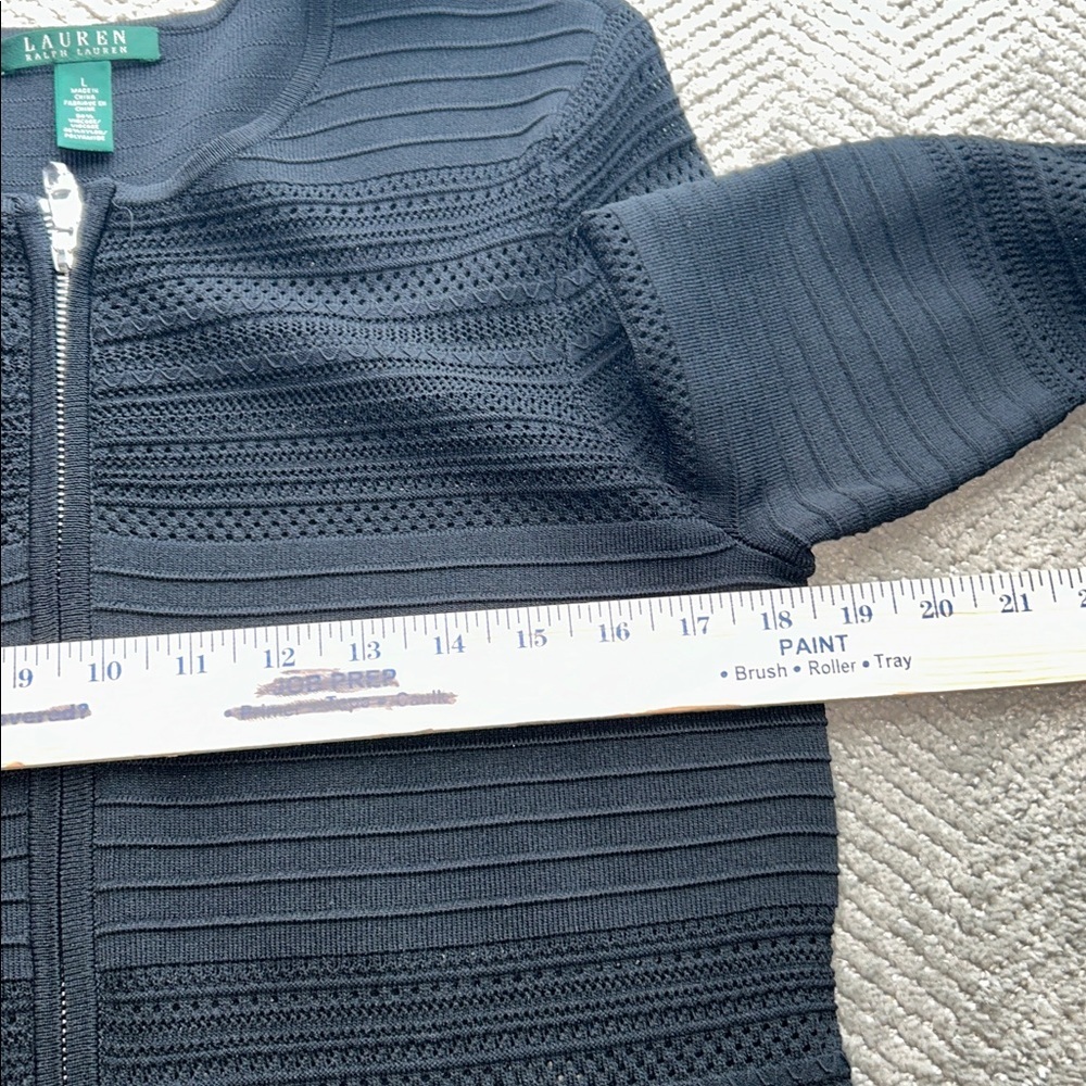Ralph Lauren  Women  Cardigan Sweater Full Zip Size Large Black Long Sleeve - Picture 8 of 11